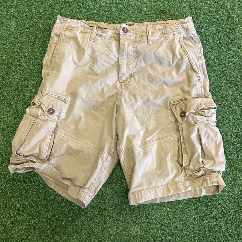 American Eagle Next Level Flex Cargo Shorts Khaki Tan Mens 34 Classic Fit